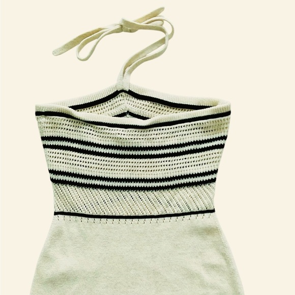 Ramy Brook Crochet Knit Halter Midi Dress 1960s Style Resort Wear Size XS - Picture 3 of 7